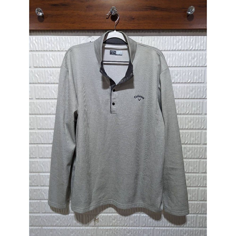 Callaway Men's Gray Long Sleeve Warm Snap Button Pullover Golf Shirt Size XXL